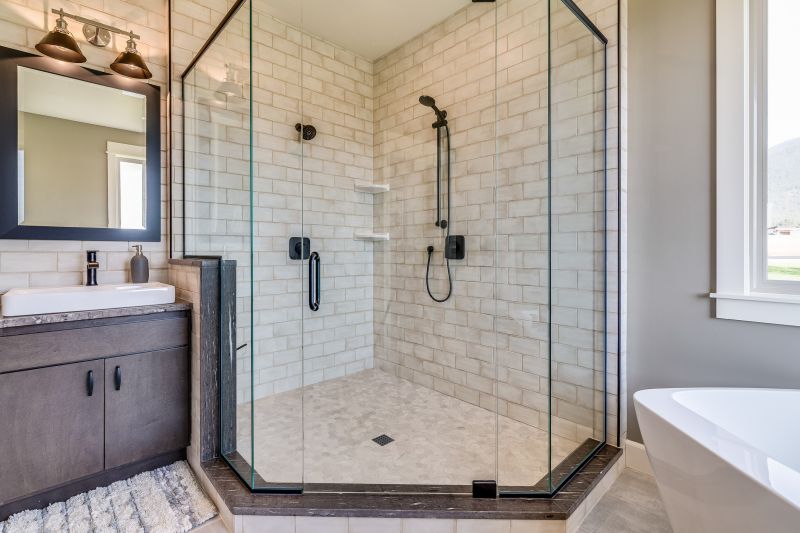 Small Corner Shower with Glass Enclosure